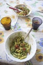 Pasta pesto sauce salad Royalty Free Stock Photo