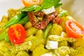 Pasta pesto and vegetables Royalty Free Stock Photo