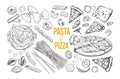 Pasta and Pizza set Royalty Free Stock Photo