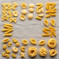 The pasta is placed in neat, symmetrical groupings, highlight Royalty Free Stock Photo