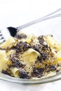 pasta with poppy seeds and powder sugar Royalty Free Stock Photo
