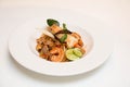 Pasta with prawns, delicious spaghetti Royalty Free Stock Photo