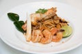 Pasta with prawns, delicious spaghetti Royalty Free Stock Photo