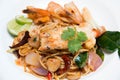 Pasta with prawns, delicious spaghetti Royalty Free Stock Photo