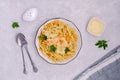 Pasta with pumpkin in white sauce Royalty Free Stock Photo