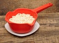 Pasta in red colander Royalty Free Stock Photo