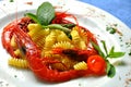 Pasta with red Sicilian prawns Royalty Free Stock Photo