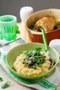 Pasta risotto with spring vegetables Royalty Free Stock Photo