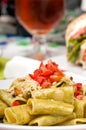 Pasta Salad and background. Royalty Free Stock Photo