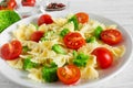 Pasta Salad with broccoli and tomato cherry. vegetarian healthy food Royalty Free Stock Photo