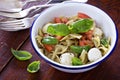 Pasta salad Caprese style with farfalle