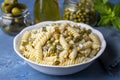 Pasta salad with mayonnaise and vegetables Turkish name; makarna salatasi