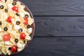 Pasta salad with mozzarella , olives and tomatoes