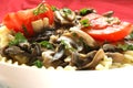 Pasta salad with mushrooms and organic tomato