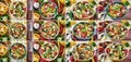 Pasta salad with tomato,arugula,cucumber, peppers,hot peppers, black and green olives, and cheese feta. Royalty Free Stock Photo