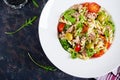 Pasta salad with tuna, tomatoes, olives, cucumber, sweet pepper Royalty Free Stock Photo