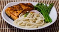 Pasta with Salmon and Asparagus Royalty Free Stock Photo