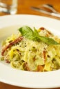 Pasta with salmon, dried tomatoes and cheese Royalty Free Stock Photo