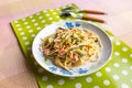 Pasta with salmon and leeks Royalty Free Stock Photo