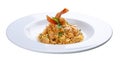 Pasta with salmon and shrimp. Royalty Free Stock Photo