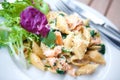 Pasta with salmon and spinach. Royalty Free Stock Photo