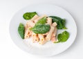 Pasta with salmon and spinach Royalty Free Stock Photo