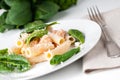 Pasta with salmon and spinach Royalty Free Stock Photo