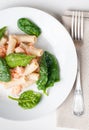 Pasta with salmon and spinach Royalty Free Stock Photo