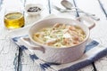 Pasta with salmon and spinach sauce Royalty Free Stock Photo