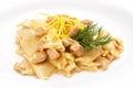Pasta with salmon in white sauce Royalty Free Stock Photo