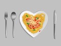 Pasta with sauce and cheese top view, spaghetti Royalty Free Stock Photo