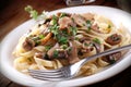 Pasta with sauteed mushrooms