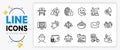 Pasta, Search employee and Hand line icons. For web app. Vector