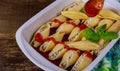 Pasta shells stuffed with beef, ricotta cheese with tomato sauce Royalty Free Stock Photo