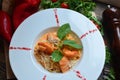 Pasta with shrimp and salmon Royalty Free Stock Photo