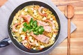 Pasta with shrimp, tomato and sauce on a plate Royalty Free Stock Photo