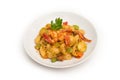 Pasta with shrimps and zucchini