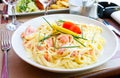 Pasta and smoked salmon Royalty Free Stock Photo