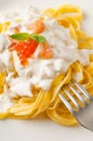 Pasta with smoked salmon and cream Royalty Free Stock Photo