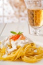 Pasta with smoked salmon and cream sauce Royalty Free Stock Photo