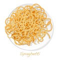 Pasta. Spaghetti on plate vector illustration set  isolated. White background Royalty Free Stock Photo