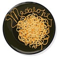 Pasta. Spaghetti on plate vector illustration set  isolated. White background Royalty Free Stock Photo