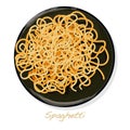 Pasta. Spaghetti on plate vector illustration set  isolated. White background Royalty Free Stock Photo