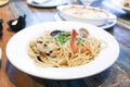 pasta or spaghetti, prawn and shell spaghetti or shrimp spaghetti