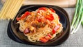 Pasta spaghetti with vegetable sauce Royalty Free Stock Photo