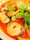 Pasta in Spicy prawn soup