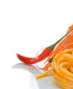 Pasta and spicy shrimps Royalty Free Stock Photo