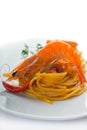 Pasta and spicy shrimps Royalty Free Stock Photo