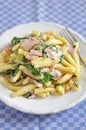 Pasta with spinach and bacon Royalty Free Stock Photo