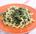 Pasta with spinach and bacon Royalty Free Stock Photo